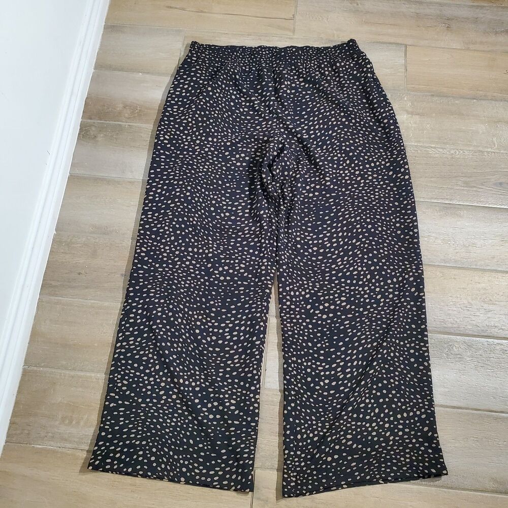 NEW!! CATO CASUAL PANTS BLACK/BROWN ELASTIC WAIST POLY/SPANDEX SIZE XL